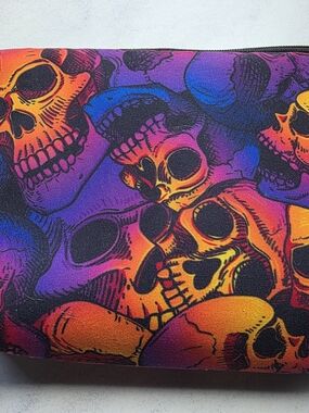 Neon Skull Print Cosmetic Bag